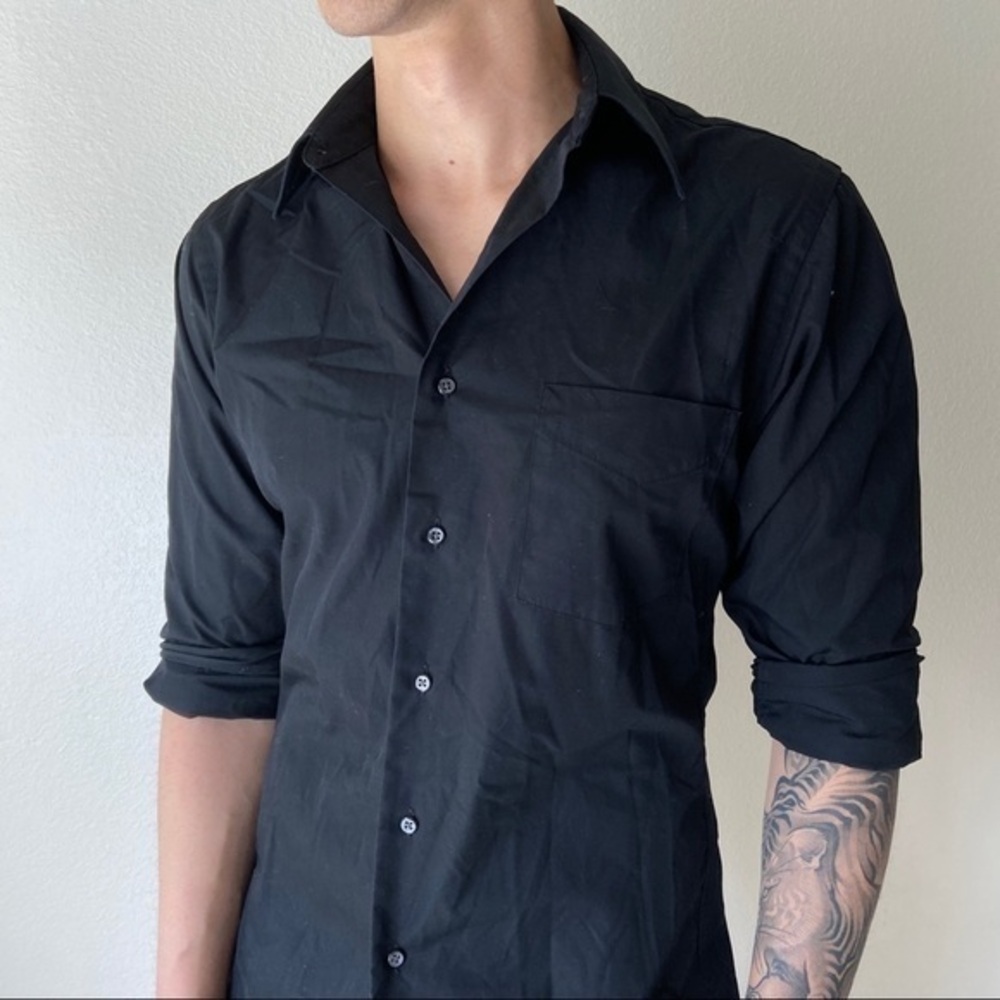 Arrow Fitted Poplin Black Button Up Shirt